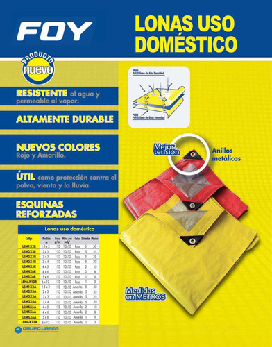 Lona De Polietileno Color Rojo Con Fondo Plata, 2 X 3 M Foy