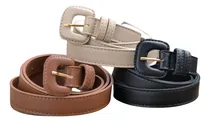 Comprar Kit 3 Cintos Feminino Clássico Atemporal Fivela Encapada