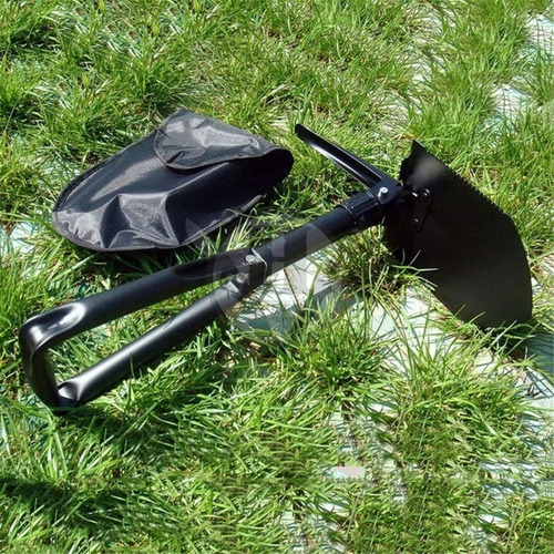 Imagen 6 de 7 de Pala Tactica Negro Plegable Pico Serrucho Funda De Regalo