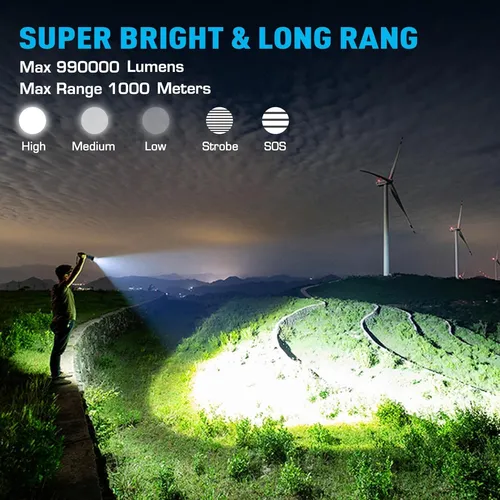 Linterna Led Sinvimes 990000lm Recargable A Prueba De Agua