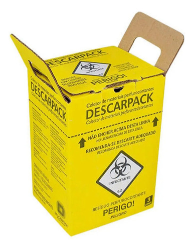 10 Caixas Coletora P/ Material Perfurocortante 3l Descarpack
