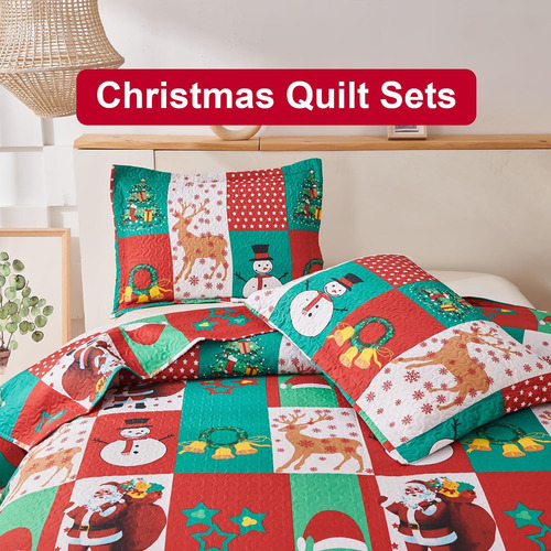 Smuge Navidad Colcha Colcha Sets Queen Size - Reversi...