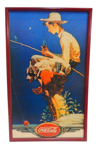 Imagen 1 de 9 de Cocacola Poster Publicitario Antiguo, Original Niño Pesca #3