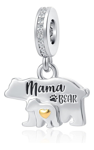 Qeensekc Madre Mamá Amor Bebé Charms Mamá Oso Animal Bead Fi