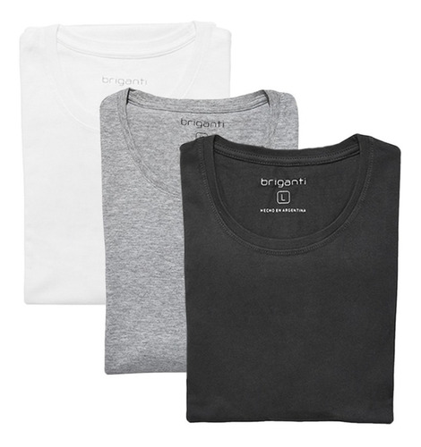 Imagen 6 de 10 de Remera Hombre Algodón Lisa Briganti Pack X 3 Moda Hxim09525