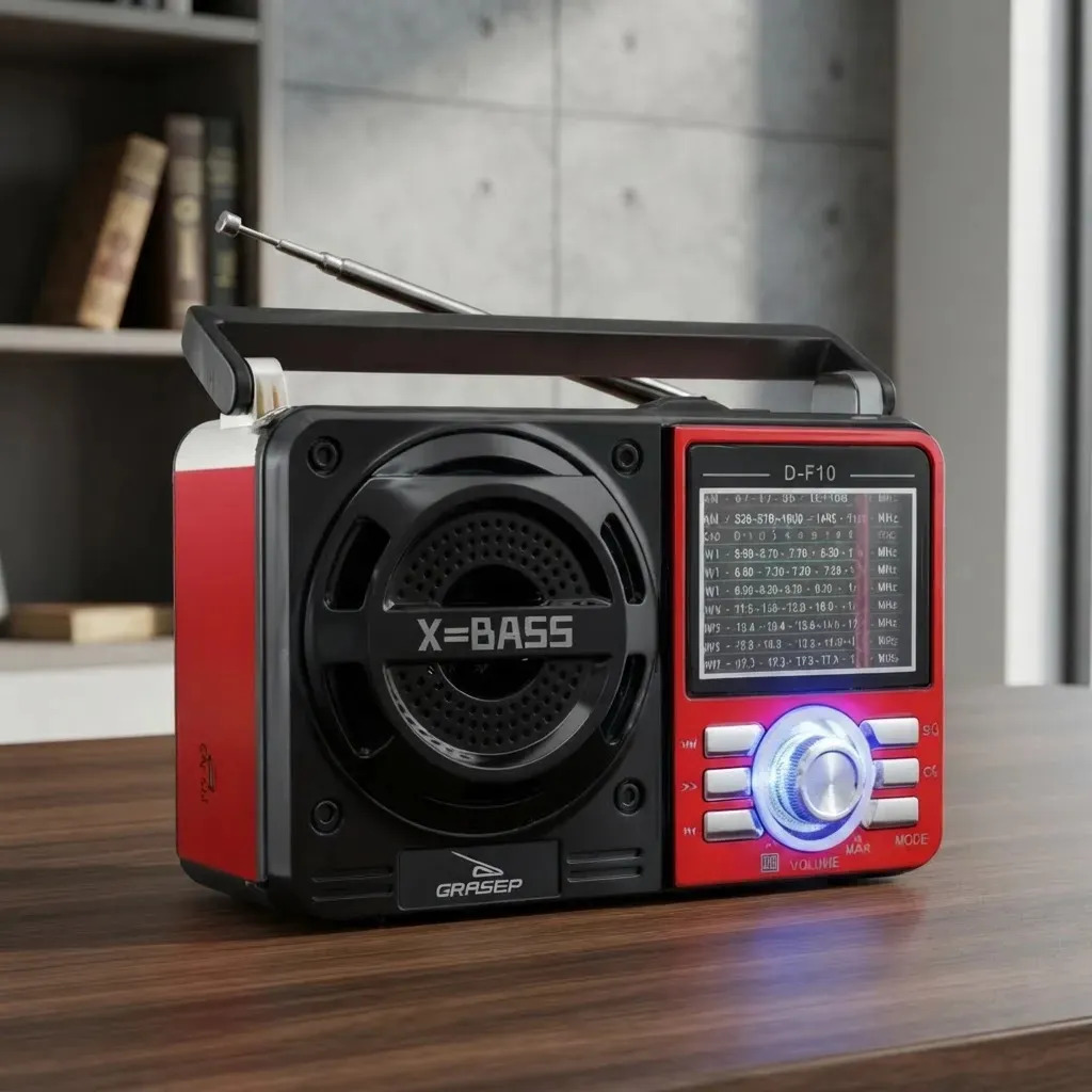 Rádio Retrô Vintage Genegico Bluetooth Usb Cor Vermelho Portátil