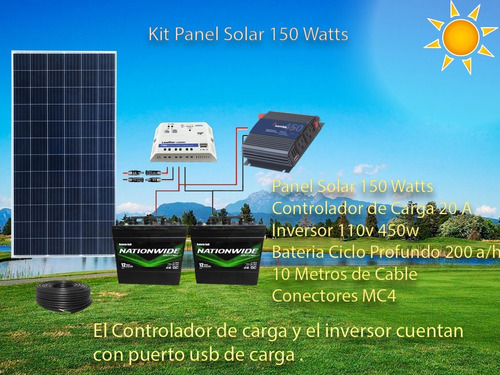 Kit Panel Solar, Energía Cabañas  Sitios Sin Cfe