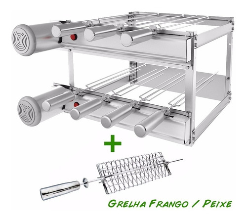 Churrasqueira Gira Grill 100% Inox 7 Espetos + Grelha