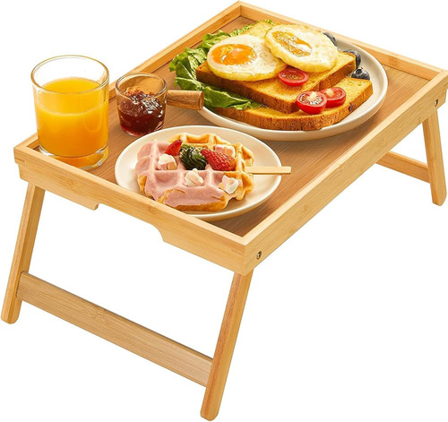 Bandeja De Desayuno Pipishell De Bambu Para Cama Y Sofa Amarillo
