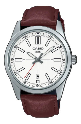 Reloj Casio Mtp-vd02l-7eudf Hombre 100% Original Color de la correa Marrón Color del bisel Plata Color del fondo Blanco