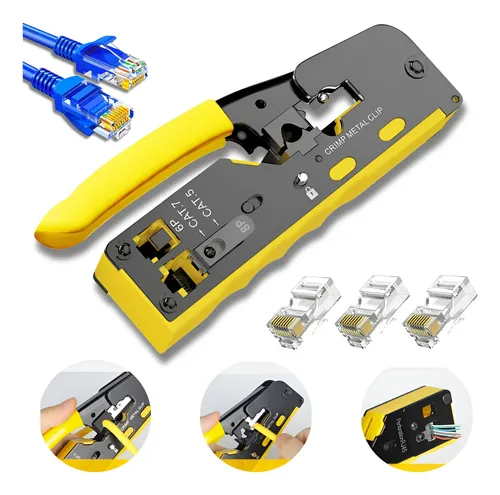 ゆ。 Alicate Crimpar Rj45 Ez Cabo Rede Vazado Rj11 Cat5 Cat6 Cat7