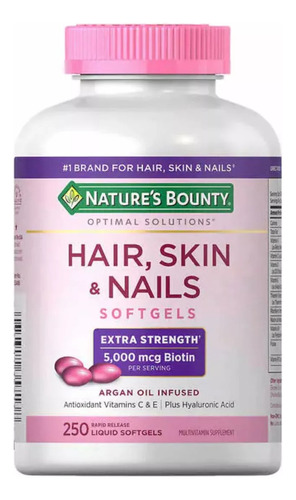 Hair Skin & Nails 250 Cps Nature's Bounty Cabelo Pele Unhas Sabor Sem Sabor