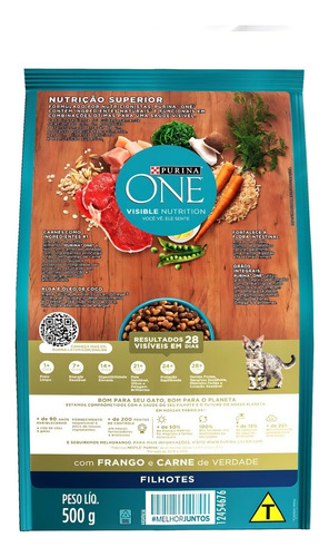 Ração Gatos Filhotes Purina One Frango E Carne 500g