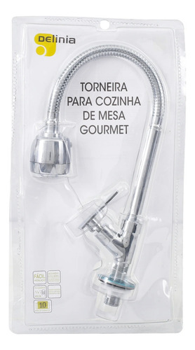 Torneira Para Cozinha Com Bica Flexível Gourmet Flex Delini