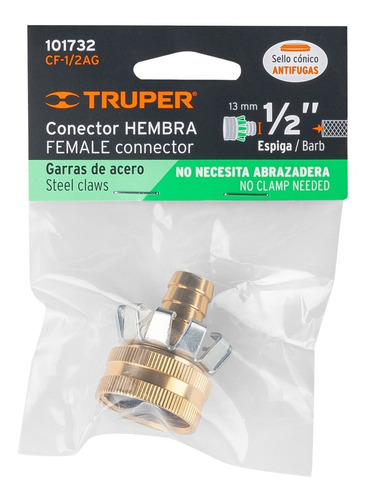Conector Tipo Garra Hembra De 1/2' Aluminio Truper