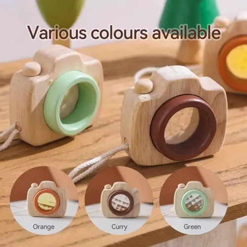 Set De 4 Caleidoscopios De Madera Con Lentes Multicolores, Cuerda Para Colgar, Forma Ergonómica, Juguete Educativo Sensorial Para Bebés Y Niños