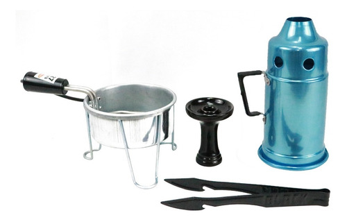 Imagem 1 de 5 de Kit Narguile Acendedor + Rosh + Abafador Azul+ Pegador