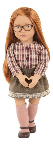 Boneca April Our Generation Com Óculos Cabelo Ruiva Infantil