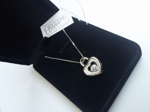 Lindo Colgante Corazón Plata 925 Y Elementos De Cristal