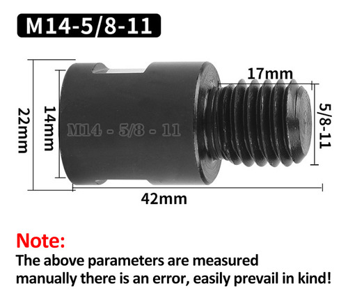 Adaptador De Taladro De Acero Aleado M14 Hembra A 5/8-11 Mac