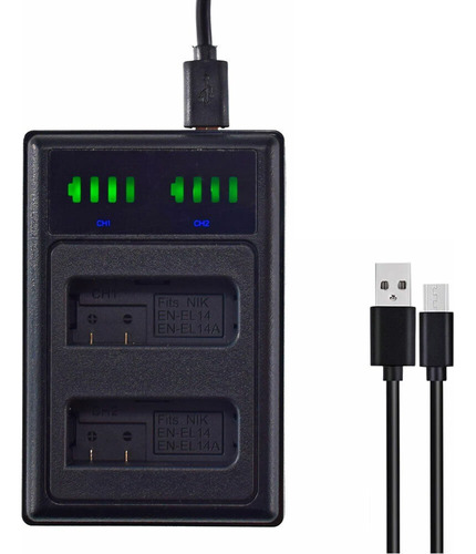 Cargador Doble P/ D5300 D5100 D3100 D3200 D3300 En-el14 Usb