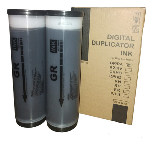 Pack De 2 Tintas Duplicadora Riso 1000 Ml Gr/rc/ra Negro