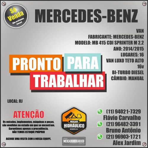 Mb Sprinter 415 Cdi 2.2 / 2015 - 16l Van Luxo Ta