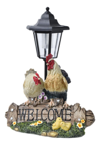 Luz De La Estatua Solar Del Jardín, Adorno De Césped Pollo