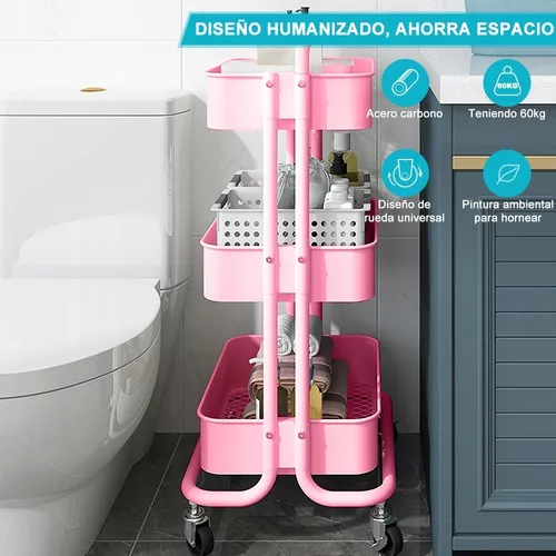 Carro Organizador Cesta Almacenamiento 3 Niveles para Baño - Blanco — HTS