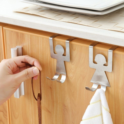 Ganchos, Soporte, Perchero Para Puerta Hombrecito X2 Metal