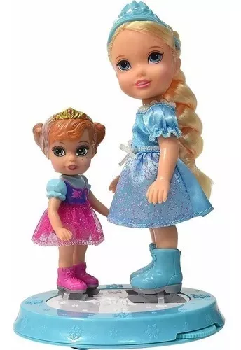 Boneca Frozen Elsa Patinação No Gelo Sunny Ice Skating Elsa