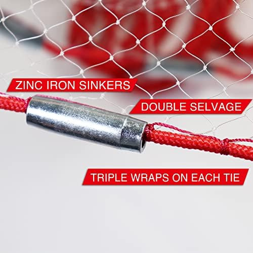 Basicgear Cast Net | Iron Zinc, Radio De 4 Pies, Malla De Y
