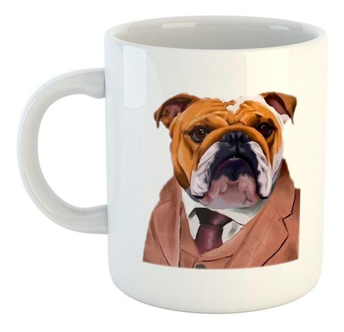 Taza De Ceramica Bulldog Ingles Saco Y Corbata