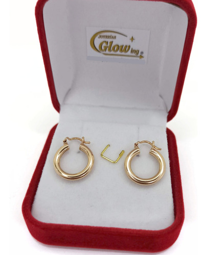 Par De Aros Argolla Con Cierre Italiano Oro 18k 15mm
