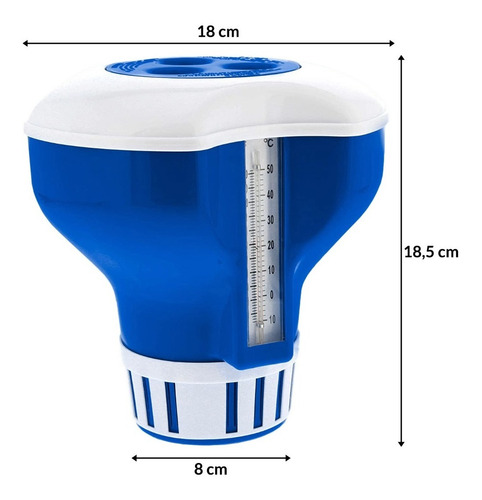 Imagen 2 de 2 de Flotador Cloro Grande Para Piscina C/termometro