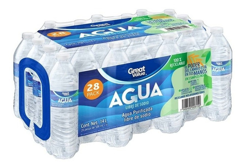 Agua Purificada Great Value 28 Botellas De 500ml C/u