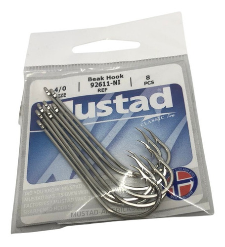 Anzuelo Mustad 92611 Ni N° 4/0 Paquete X8 Unidades