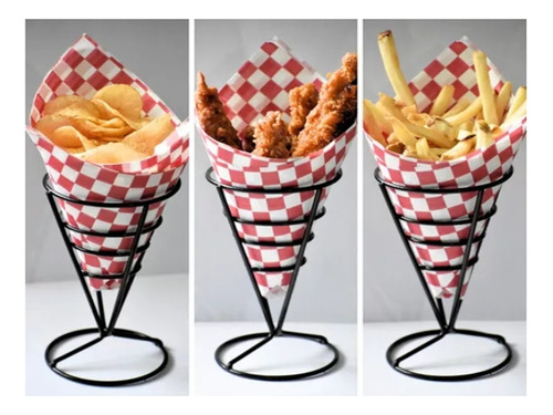 Cono Para Patatas Fritas Y Aperitivos Acero Inoxidable 2pc