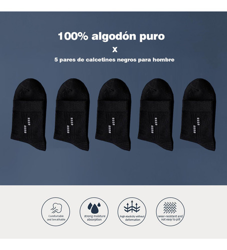 5 Pares 100% Algodón, Calcetines Media Pantorrilla -