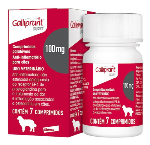 Galliprant 100mg Elanco Cães 7 Comprimidos Envio Imediato