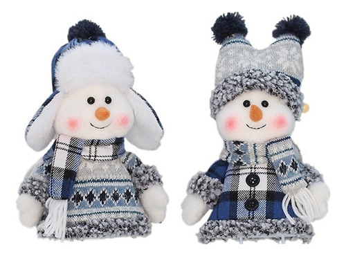 2pcs Muñeca De Navidad Muñeco De Nieve Adorno Decorativo