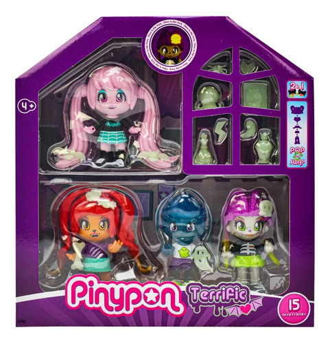 Pinypon Set 4 Amigas Terrorificas Brillan En La Oscuridad !!