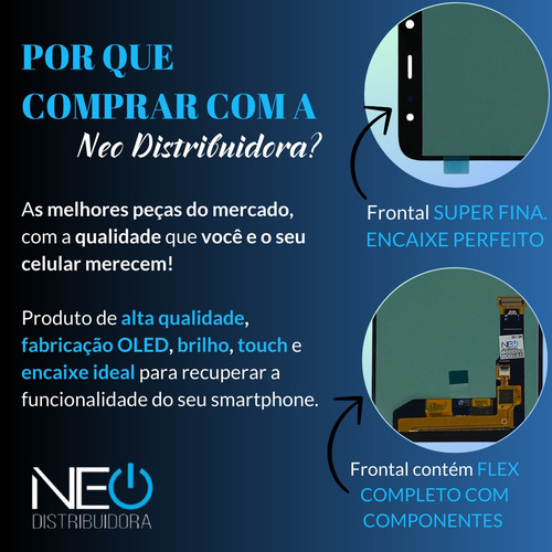 Tela Display Frontal Compativel Samsung A6 Plus A605 + Cola