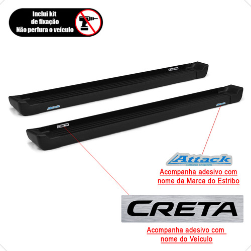Estribo Prime Alumínio Preto Creta Prestige Attitude 2019