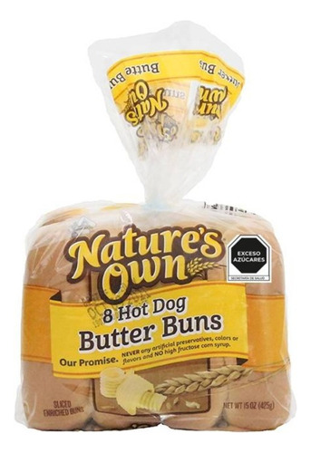 3 Pzas Pan Para Hot Dog Natures Own Enriquecido Con Mantequi