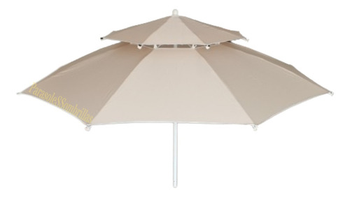 Parasol Lona Desfogue Beige 2.80mt Diam Varilla Fibra Vidrio Liso