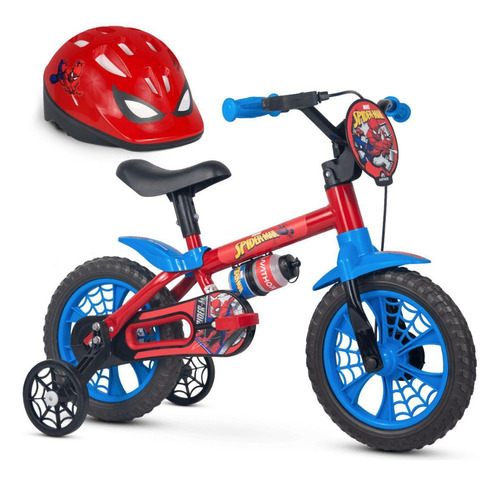 Bicicleta Infantil Menino Aro 12 Homem Aranha Com Capacete