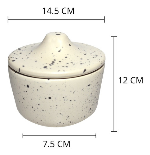 Yerbera Azucarera Cerámica Con Tapa Opaco Brillante Pl Deco