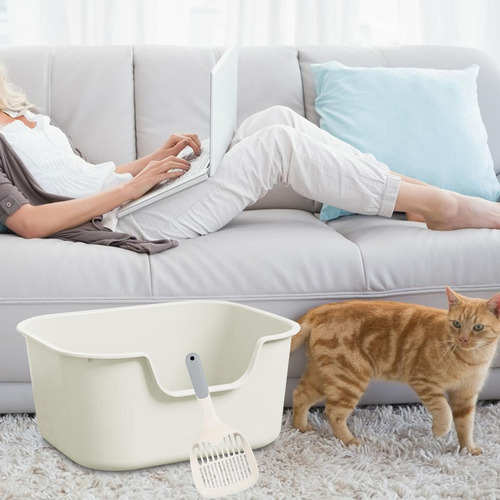 Con Caja De Arena Para Gatos De Lado Alto Para Todo Tipo De