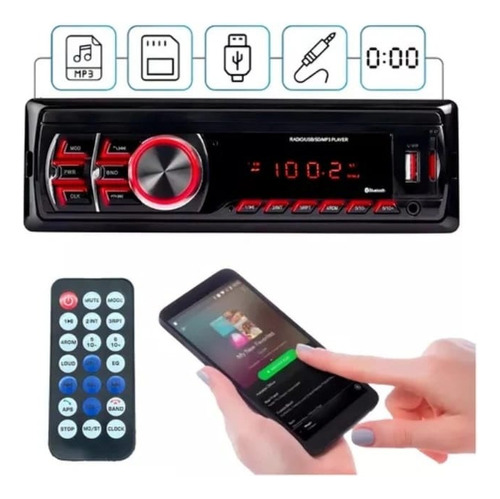 Autoradio Fijo Bluetooth Radio Fm Usb Sd Auxiliar 60w X4